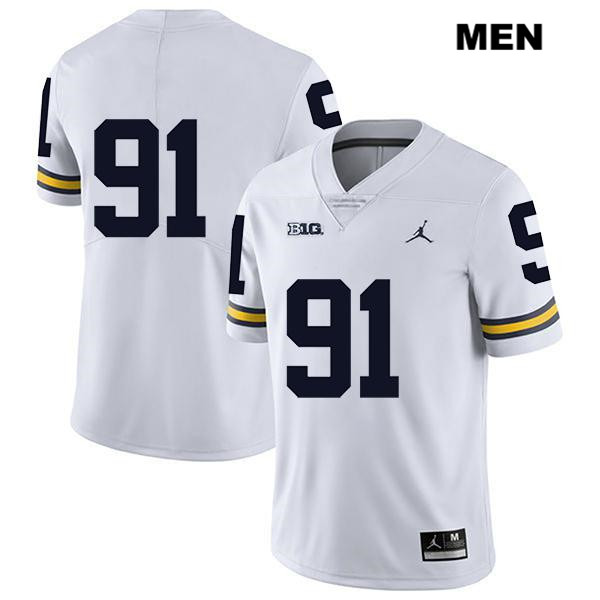 Men's NCAA Michigan Wolverines Taylor Upshaw #91 No Name White Jordan Brand Authentic Stitched Legend Football College Jersey MX25R58WM